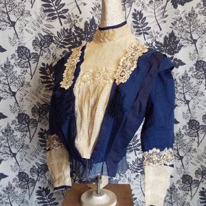 Antique Victorian Bodice~Late 1800s Cotton and Lace Bodice~Antique Victorian Costume