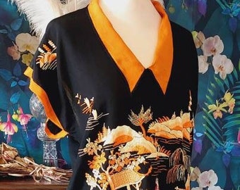 Antique Hand Embroidered Silk Pyjamas-1920s Embroidered Silk Pyjamas -Art Deco Hand Embroidered Silk pyjama Set