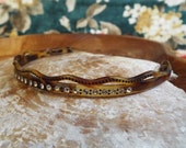 Antique Celluloid Tiara Victorian Celluloid Tiara with Paste Stones and Steel Studs Late 1800s Torty Celluloid Hair Band