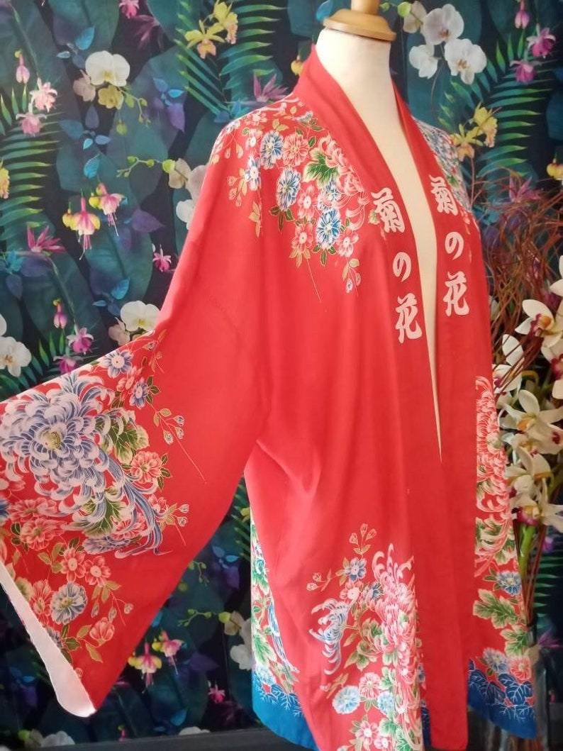 Vintage Japanese Kimono-Art Deco Japanese Kimono 1930s Chrysanthemum Printed Kimono image 1