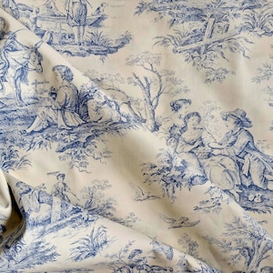 Titley and Marr Provence Toile de Jouy Fabric-Traditional Country Toile de Jouy-Designer Toile de Jouy Cotton Fabric