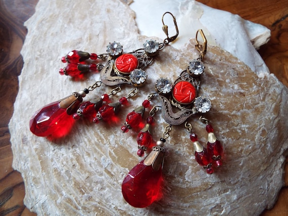 Stunning Statement Art Deco Chandelier Earrings