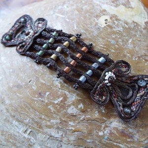 Vintage Metallic Applique~1920s Woven Metallic Thread and Beaded Applique~Art Deco Woven Applique