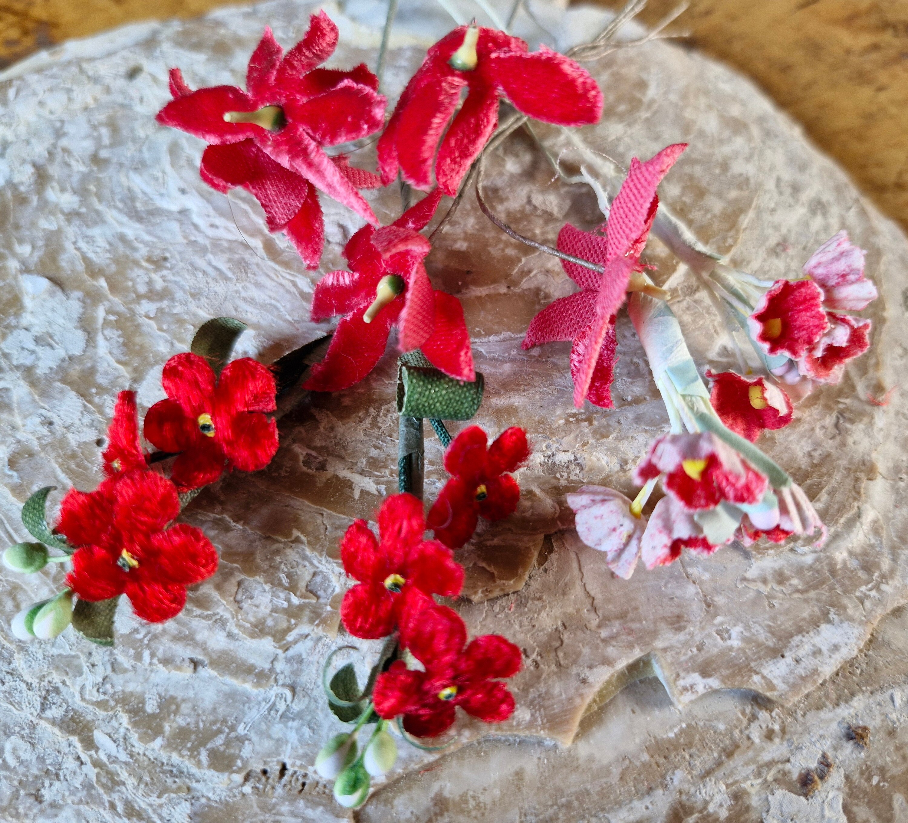 Vintage Millinery Flower Leaf & Wheat Shaft Lot – T14 Rust Color – Hat Making Supplies