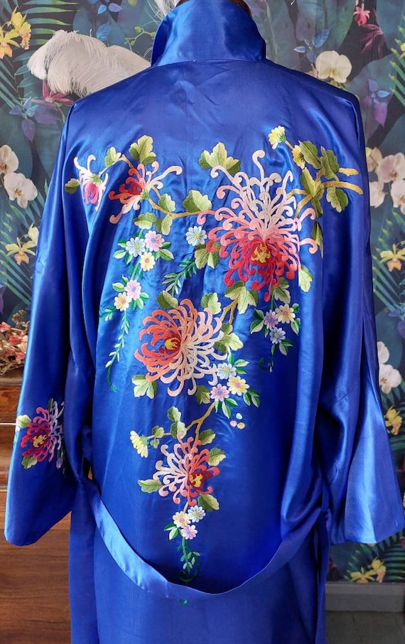 Vintage Embroidered Kimono Robe-1930s Chinese Emb… - image 3