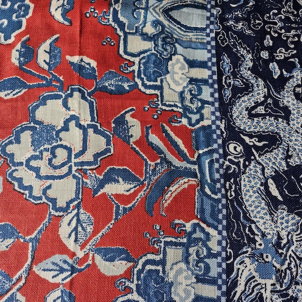 Jim Thompson Dragon and Peony Fabric-Jim Thompson No.9-Eighty Days Collection