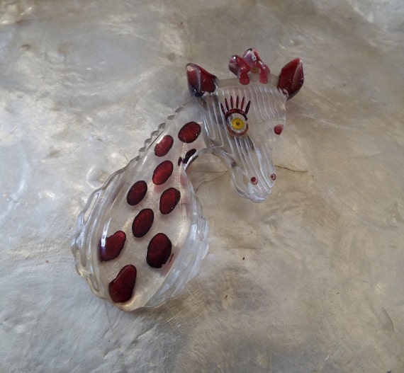 Vintage Lucite Brooch~1940s Lucite Giraffe Brooch~
