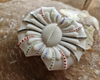 Vintage Czech Glass Buckle- 1920s to 30s Signed Czechoslovakia Belt Buckle- Early Art Deco Czech Belt Buckle