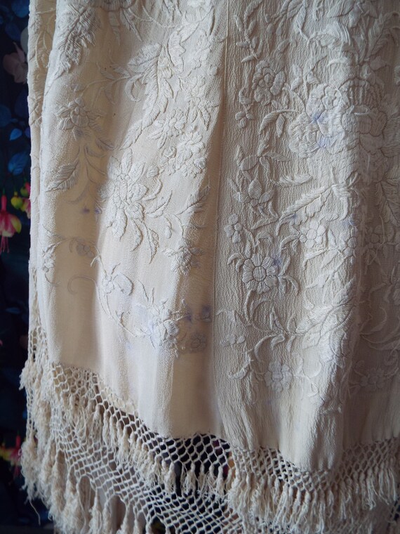 Antique Canton Wedding Shawl~1800s Embroidered We… - image 6