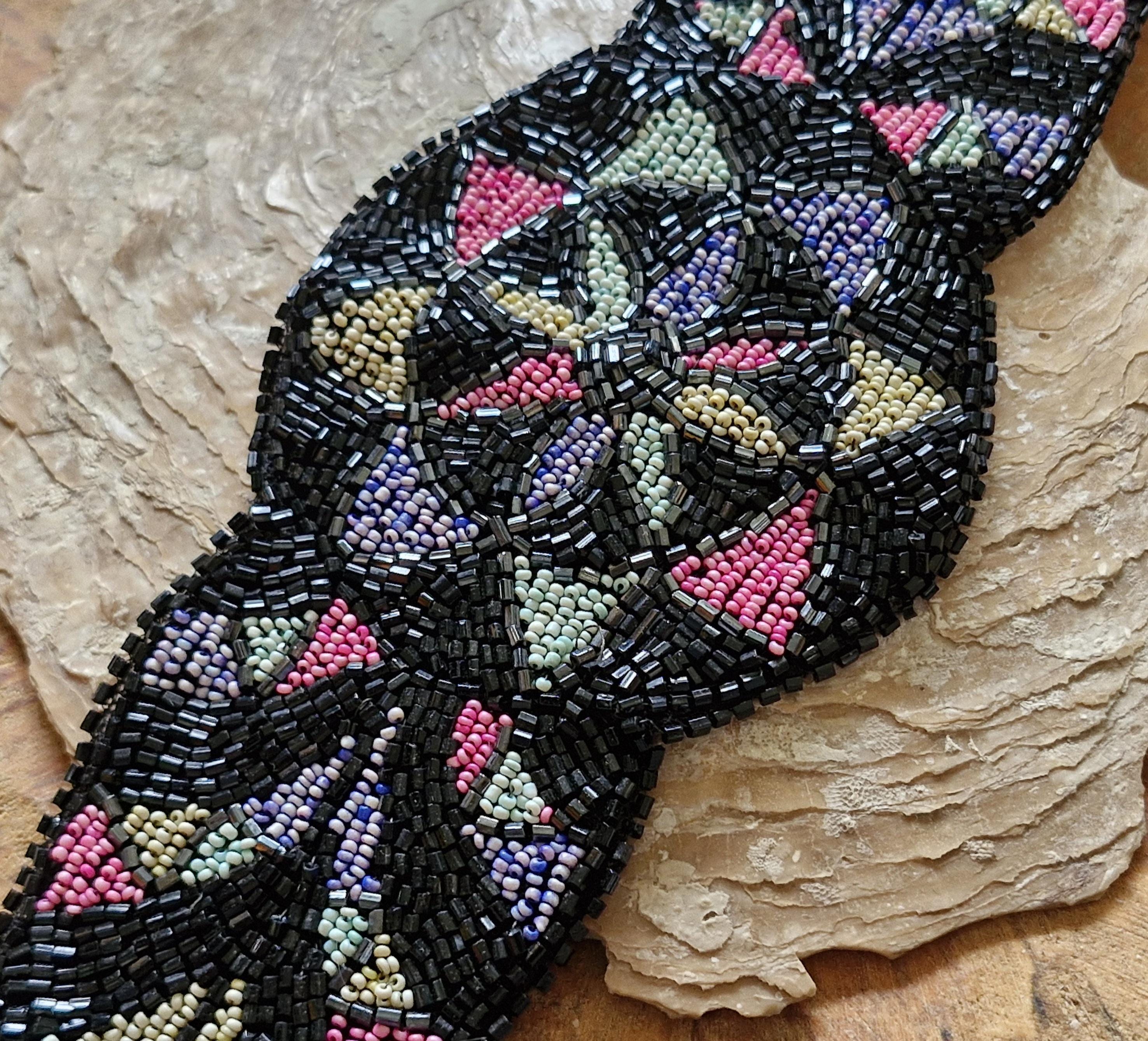 Antique 1920s Beadwork Dress Trim-1920s 1930s Beadwork Embellishment ...