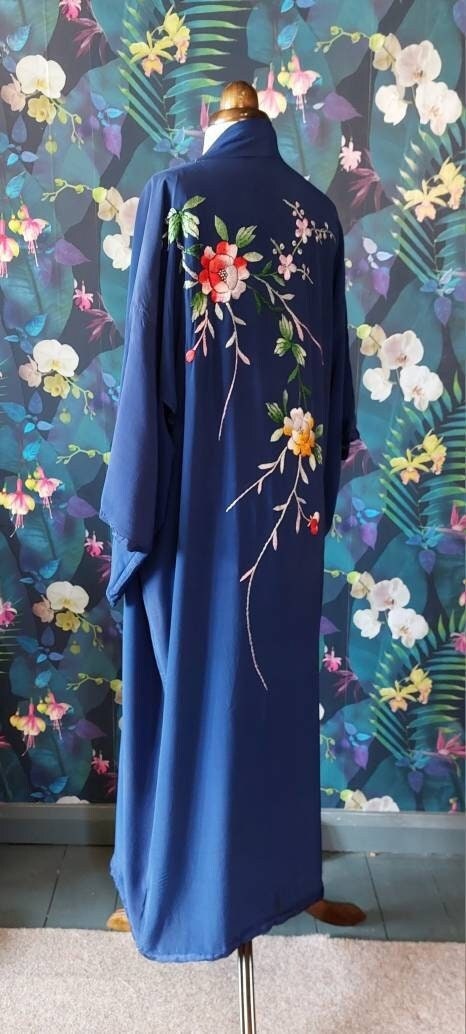 Vintage Japanese Embroidered Kimono-1930s to 40s Japanese Hand 