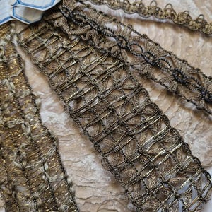 Antique 1920s Gold Metallic Lace Trim~1920s French Metallic Lace Trim Salesman Samples