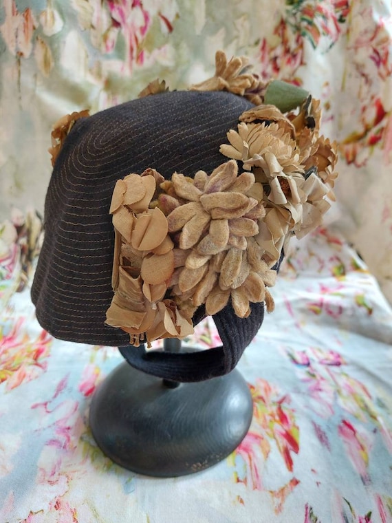 Antique Victorian Felt Bonnet-1800s Victorian Fel… - image 5