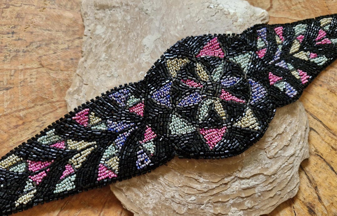 Antique 1920s Beadwork Dress Trim-1920s 1930s Beadwork Embellishment ...
