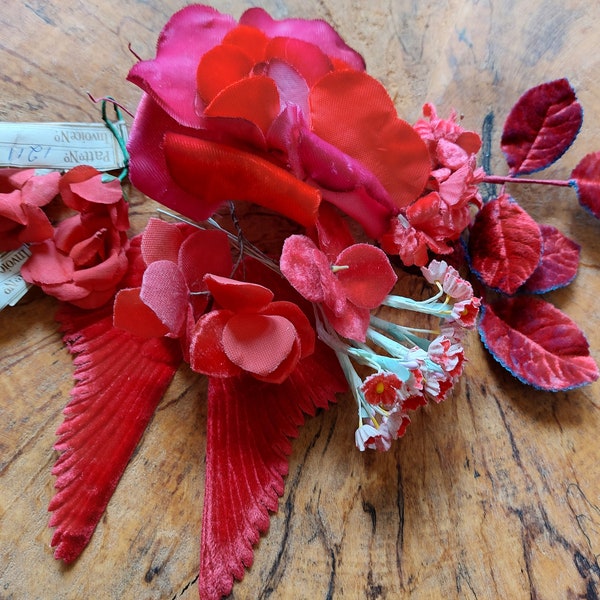 Vintage Millinery Flowers-1939s to 50s Millinery, Corsage Flowers-Vintage Velvet Flowers