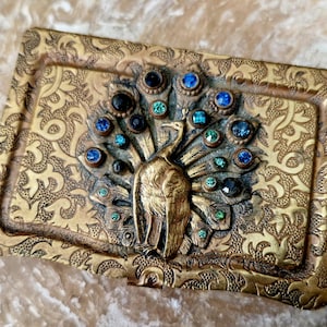Porte-cartes ancien en forme de paon, République tchèque des années 1920 - Porte-cartes paon art déco ancien