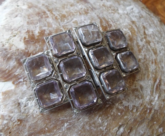 Vintage French Glass Buckle~1920s French Glass Bu… - image 1