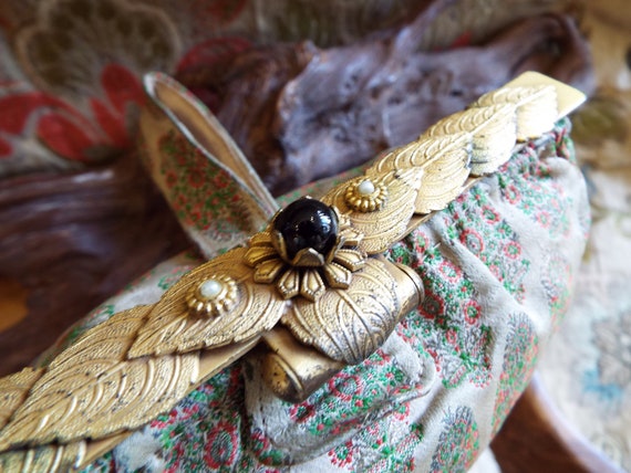 Vintage Silk Paisley Evening Bag~1920s Silk Evenin