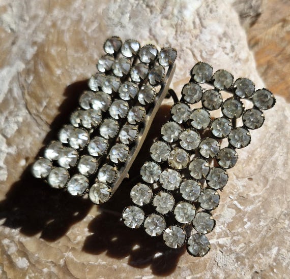 Vintage Rhinestone Belt Buckle 1960s Large Rhinestone Belt Buckle main image 2