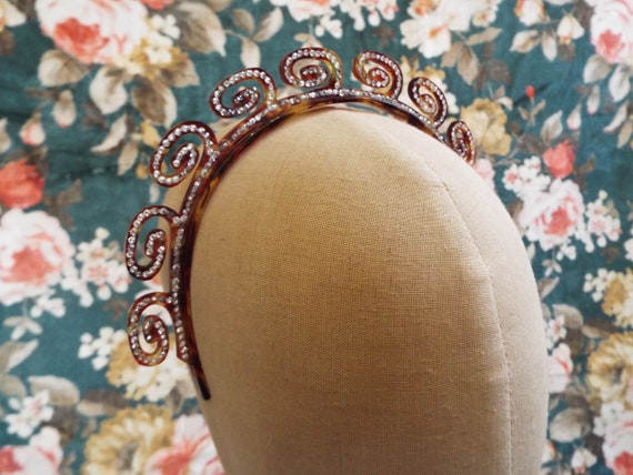 Vintage French Celluloid Tiara~1940s Torty Cellulo