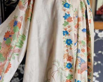 Antique Japanese Pongee Silk Pyjama Set -1920s Japanese Pongee Silk Robe-1920s Japanese Pure Silk-1920s Pongee Silk Loungewear Set