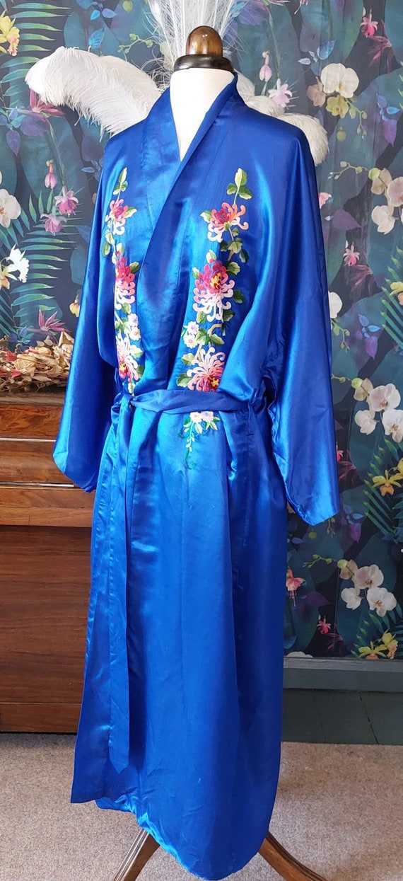 Vintage Embroidered Kimono Robe-1930s Chinese Emb… - image 8