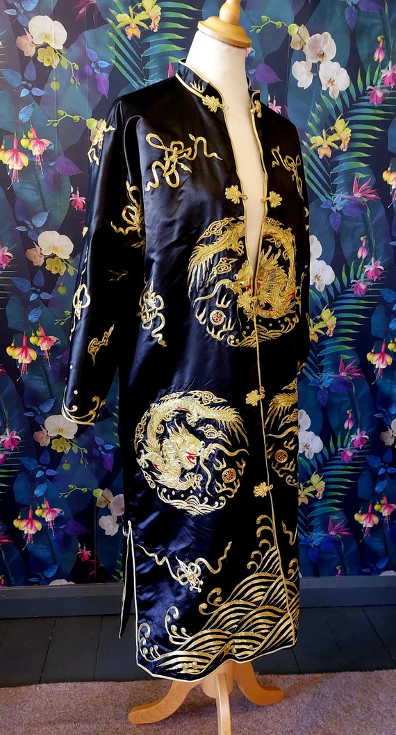 Vintage Chinese Gold Thread Robe art Deco Gold Embroidered Dragon Chinese Kimono Robe Etsy UK