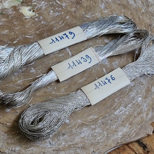 Antique 1920s Silver Metal Thread-1920s French Silver Metallic Thread