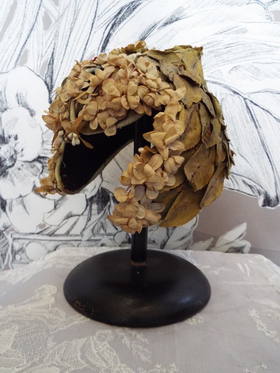 Antique Floral Pixie Hat~1920s/30s Structured Flor