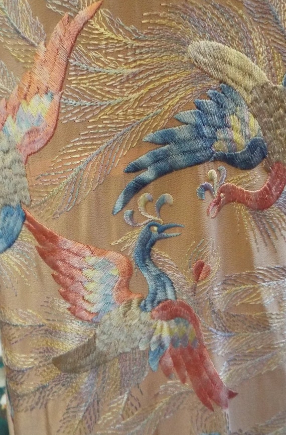 Vintage Embroidered Crepe Kimono~1930s Embroidered