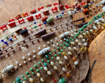 Vintage Wired Venetian Bead Necklaces-1920s to 1930s Wired Glass Bead Necklace Collection