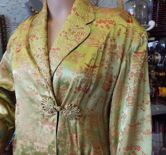 Vintage 1930s Housecoat~Chinese Silk Housecoat~Art