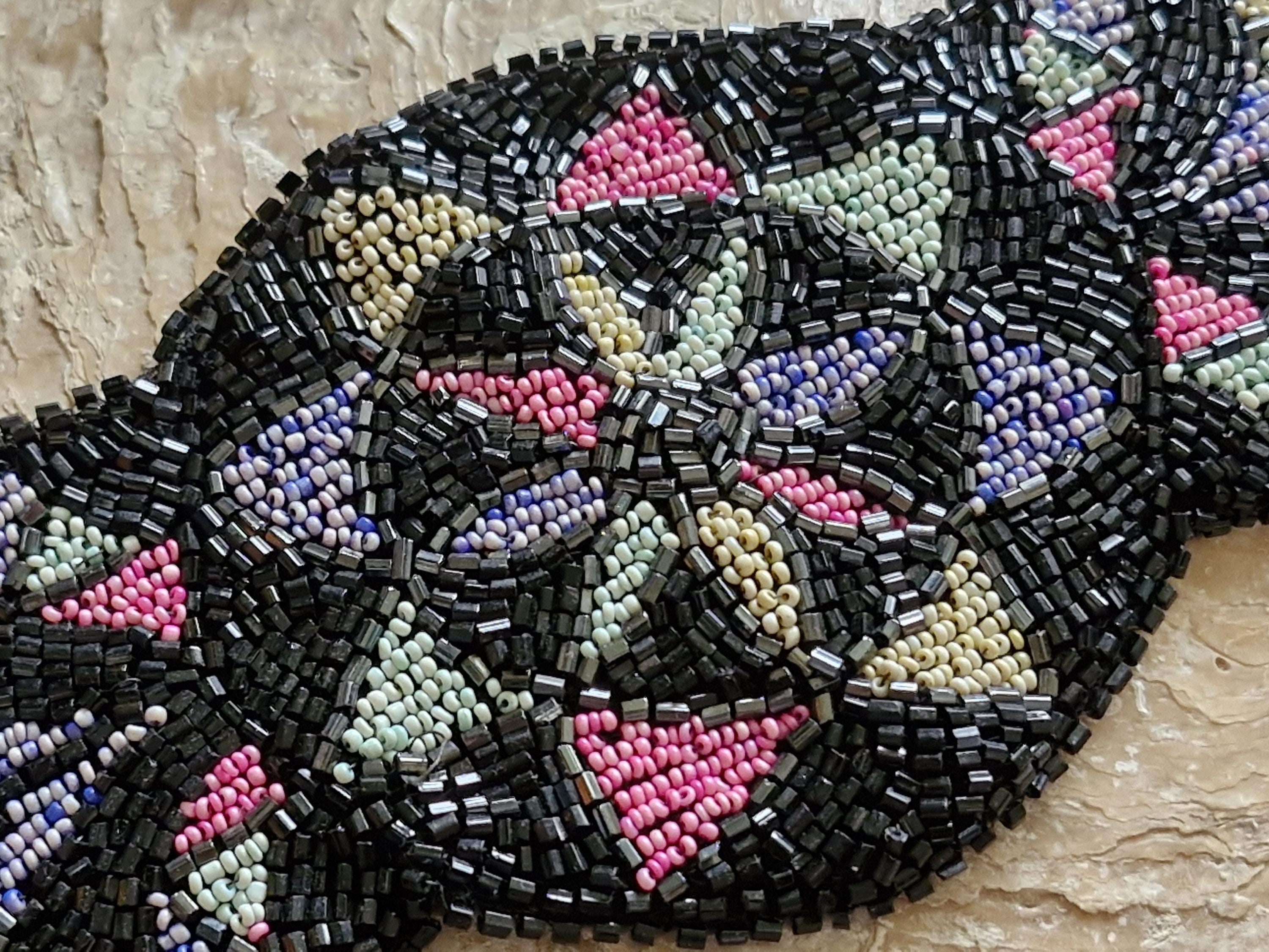 Antique 1920s Beadwork Dress Trim-1920s 1930s Beadwork Embellishment ...