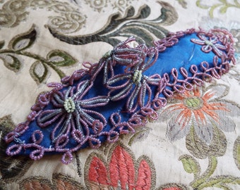 Victorian Beadwork Pocket~Victorian Watch Holder~1800s French Beadwork Pocket~Antique Beadwork Pocket