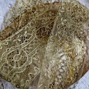 Antique 1920s Gold Metallic Lace Trim~1920s Gold Lace Trim
