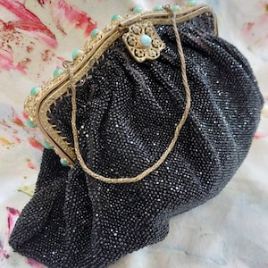 Antique French Jet Beaded Evening Purse
