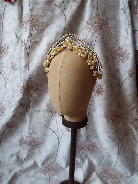 Antique Wax Flower Tiara~1920s Wax Flower Headdres