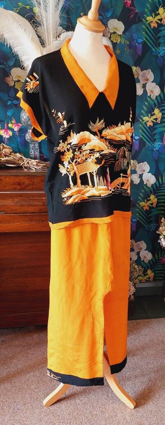 Antique Hand Embroidered Silk Pyjamas 1920s Embroidered Silk Pyjamas art Deco Hand Embroidered Silk Pyjama Set Etsy UK
