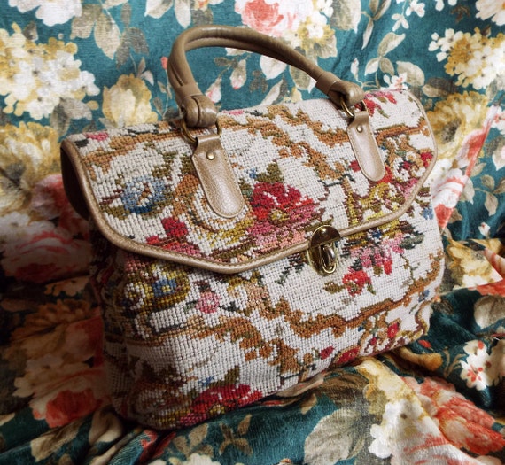 Vintage Tapestry Bag~1970s Carpet Bag~1970s Tapest