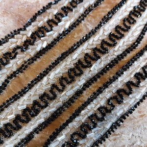 Antique Beadwork Trim-1920s Beaded Tulle Trim-1920s Flapper Dress Costume Beaded Trim