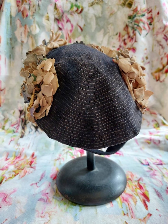 Antique Victorian Felt Bonnet-1800s Victorian Fel… - image 6