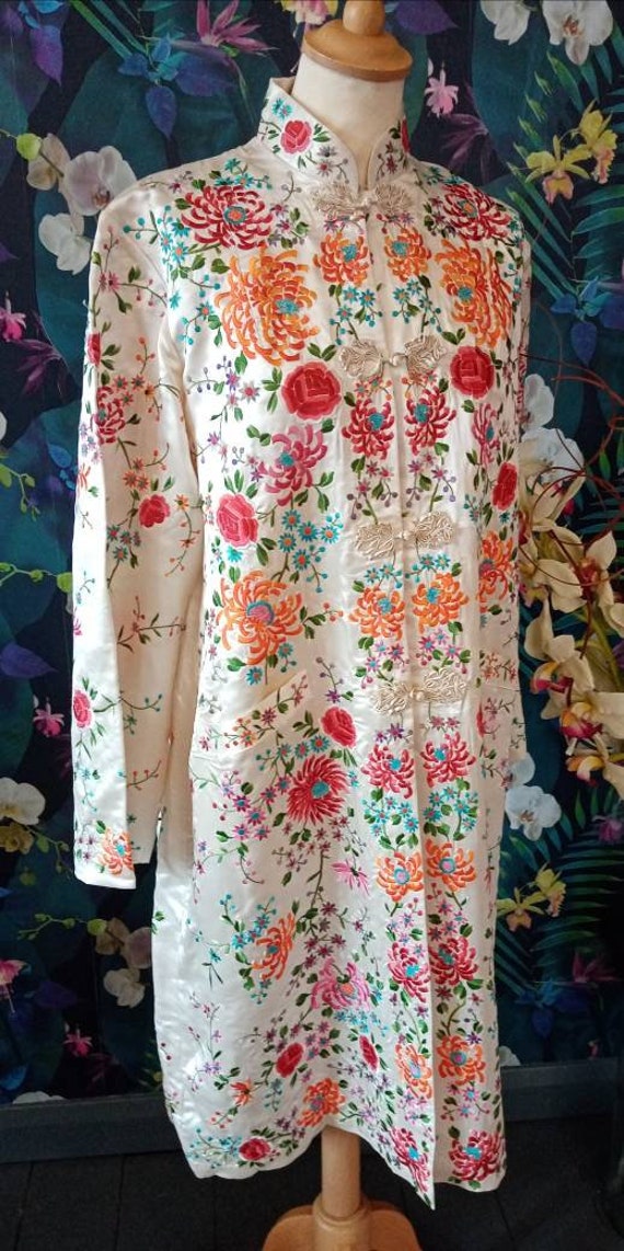 Antique Hand Embroidered Silk Jacket1920s Pure Silk … Gem
