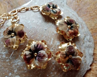 Rare 1930s Monet Velvet Pansy Necklace~Monet Jewellers~Signed Monet Pansy Necklace