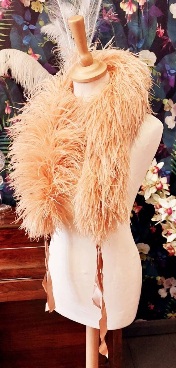 Antique Ostrich Feather Boa1920s Apricot Ostrich Feather Boa Etsy