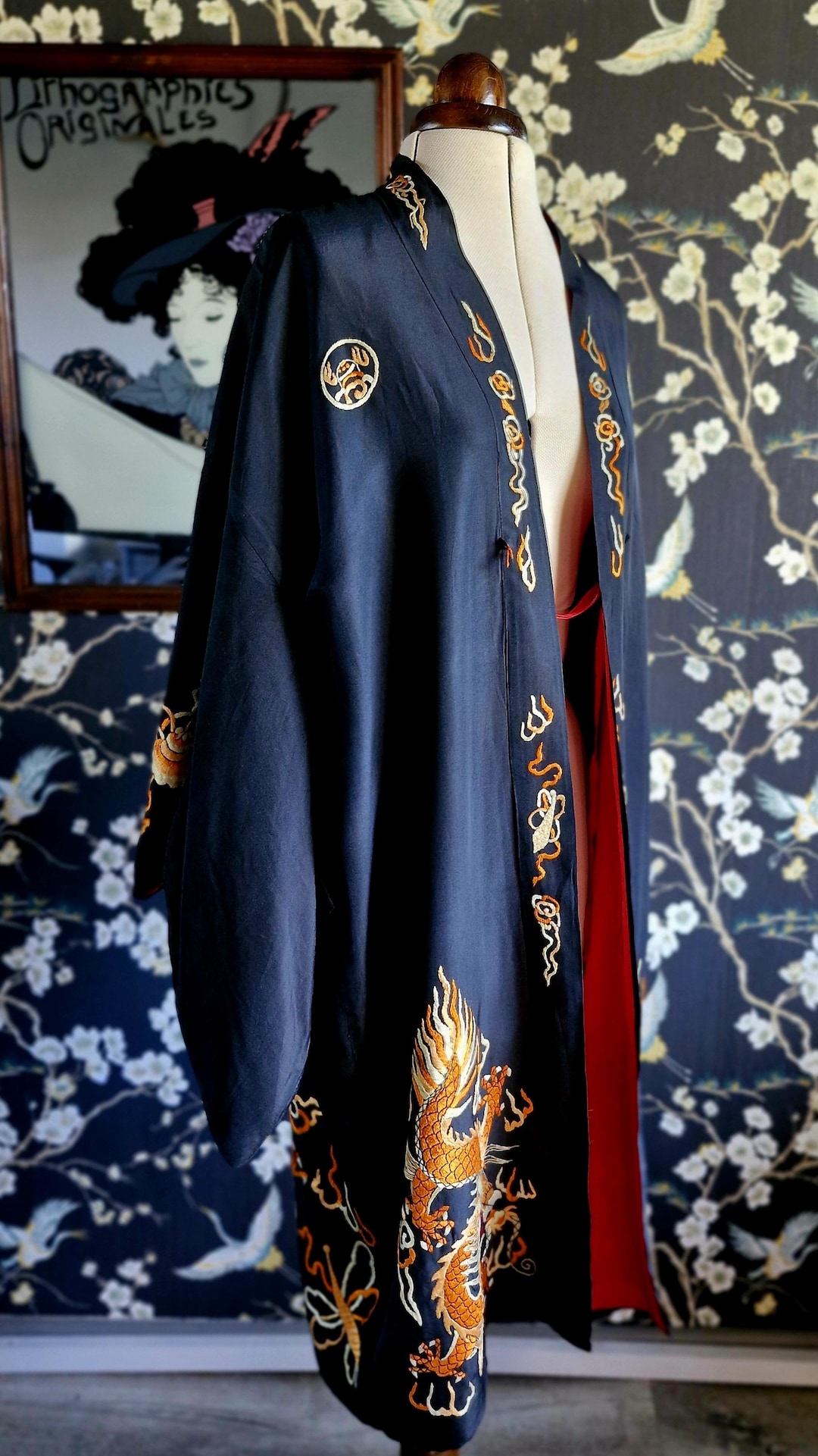 Antique 1920s silk kimono wrapper