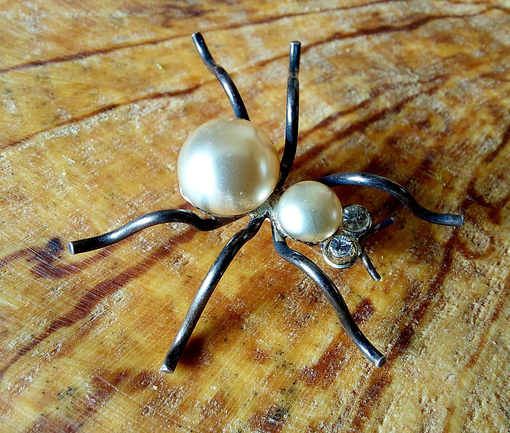 Art Deco Pumpkin Orange Bakelite Spider Brooch, Dimensional Spider