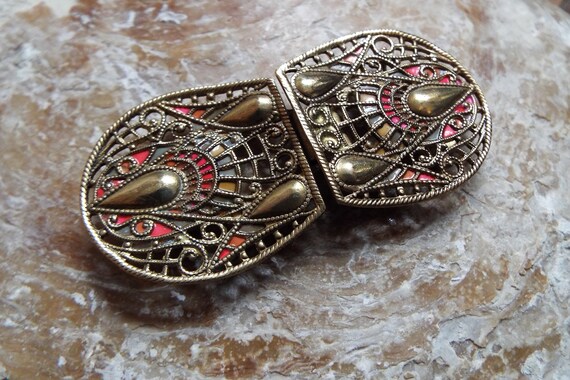 Vintage Enamel Buckle~1930s Cold Enamel Buckle~Art