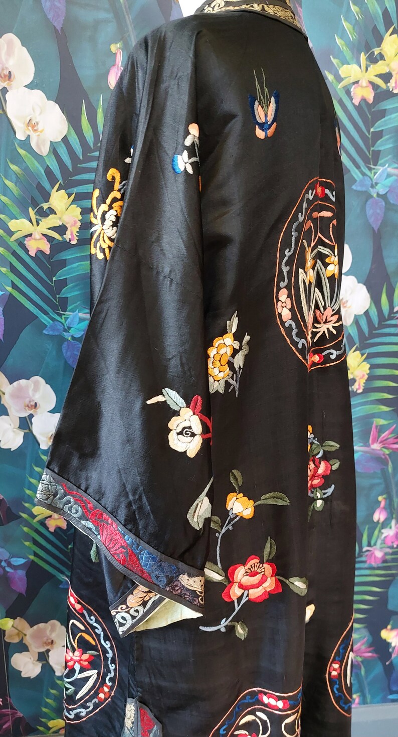 Antique Chinese Silk Embroidered Robe-1920s Chinese Kimono Robe-early ...