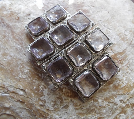 Vintage French Glass Buckle~1920s French Glass Bu… - image 2