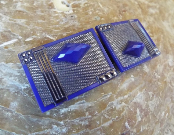 Vintage Czech Glass Buckle~Art Deco Czech Glass Bu